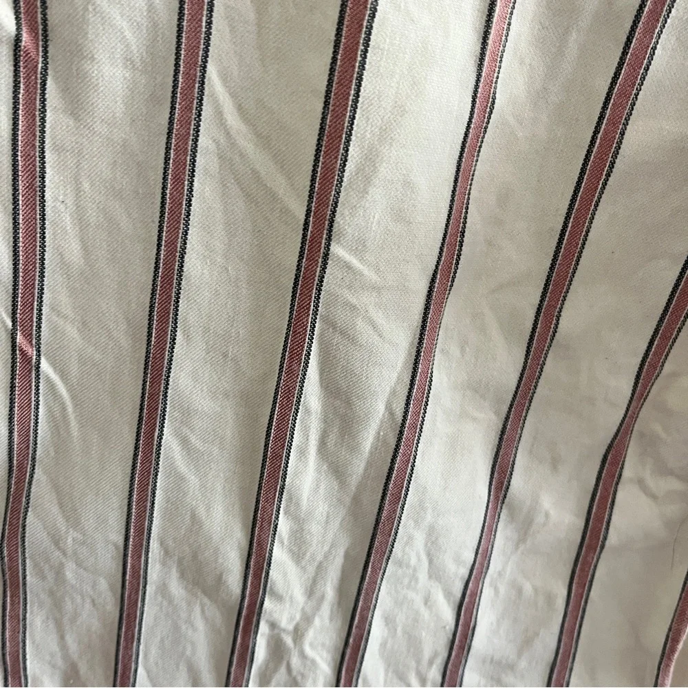 Banana Republic Cream High Rise Striped Wide Leg Linen Blend Cropped Pants